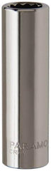 Paramount - 3/8", 1/4" Drive, Deep Hand Socket - 12 Points, 1-15/16" OAL, Steel, Chrome Finish - Strong Tooling