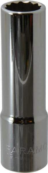 Paramount - 1/2" Drive, Deep Hand Socket - 12 Points, 3-3/32" OAL, Steel, Chrome Finish - Strong Tooling