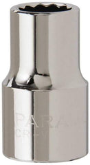 Paramount - 1/2" Drive, Standard Hand Socket - 12 Points, 1-1/2" OAL, Steel, Chrome Finish - Strong Tooling