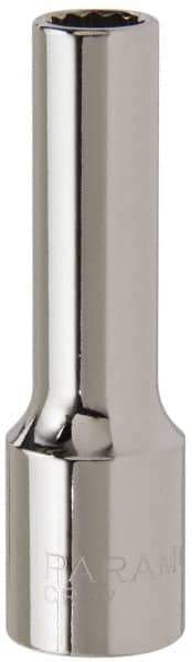 Paramount - 1/2" Drive, Deep Hand Socket - 12 Points, 3-3/32" OAL, Steel, Chrome Finish - Strong Tooling