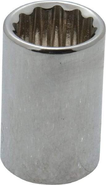 Paramount - 7/16", 1/4" Drive, Standard Hand Socket - 12 Points, 15/16" OAL, Steel, Chrome Finish - Strong Tooling