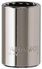 Paramount - 1/4" Drive, Standard Hand Socket - 12 Points, 15/16" OAL, Steel, Chrome Finish - Strong Tooling