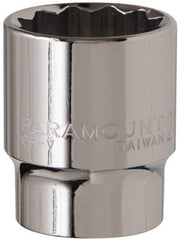 Paramount - 1/2" Drive, Standard Hand Socket - 12 Points, 1-1/2" OAL, Steel, Chrome Finish - Strong Tooling