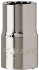 Paramount - 1/2" Drive, Standard Hand Socket - 12 Points, 1-1/2" OAL, Steel, Chrome Finish - Strong Tooling