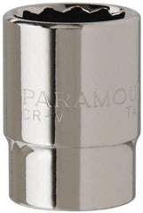 Paramount - 1/2" Drive, Standard Hand Socket - 12 Points, 1-1/2" OAL, Steel, Chrome Finish - Strong Tooling