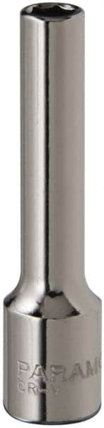 Paramount - 3/16", 1/4" Drive, Deep Hand Socket - 6 Points, 1-15/16" OAL, Steel, Chrome Finish - Strong Tooling