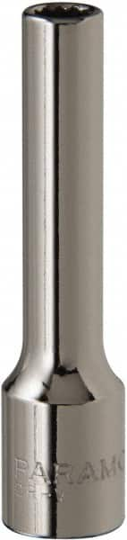 Paramount - 3/16", 1/4" Drive, Deep Hand Socket - 12 Points, 1-15/16" OAL, Steel, Chrome Finish - Strong Tooling