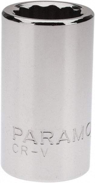 Paramount - 7/16", 3/8" Drive, Standard Hand Socket - 12 Points, 1-3/16" OAL, Steel, Chrome Finish - Strong Tooling