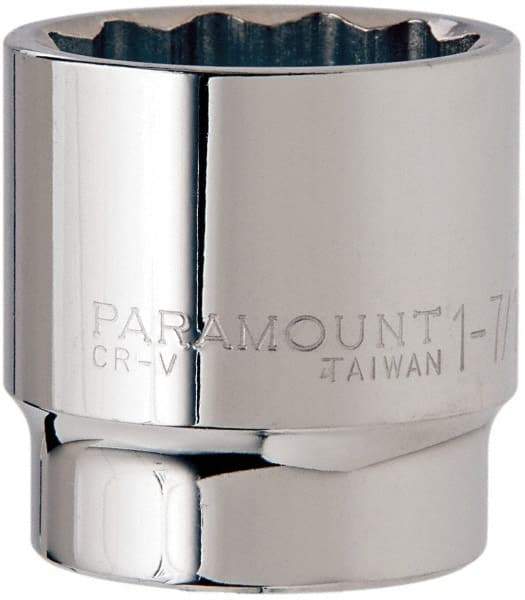 Paramount - 1-7/16", 1/2" Drive, Standard Hand Socket - 12 Points, 1-1/2" OAL, Steel, Chrome Finish - Strong Tooling