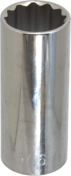 Paramount - 15/16", 1/2" Drive, Deep Hand Socket - 12 Points, 3-3/32" OAL, Steel, Chrome Finish - Strong Tooling