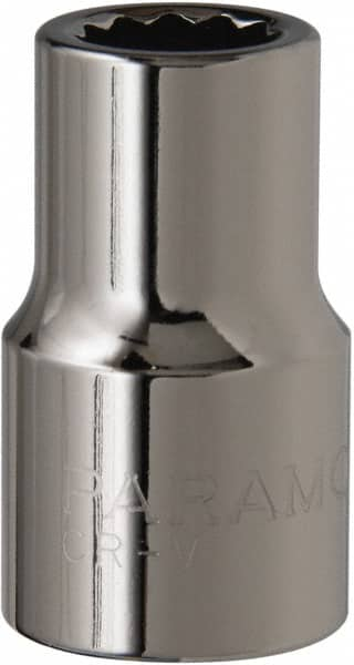 Paramount - 7/16", 1/2" Drive, Standard Hand Socket - 12 Points, 1-1/2" OAL, Steel, Chrome Finish - Strong Tooling