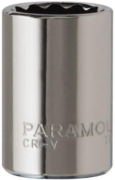 Paramount - 1/4" Drive, Standard Hand Socket - 12 Points, 15/16" OAL, Steel, Chrome Finish - Strong Tooling