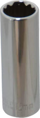 Paramount - 1/4" Drive, Deep Hand Socket - 12 Points, 1-15/16" OAL, Steel, Chrome Finish - Strong Tooling