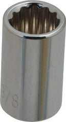 Paramount - 3/8", 1/4" Drive, Standard Hand Socket - 12 Points, 15/16" OAL, Steel, Chrome Finish - Strong Tooling