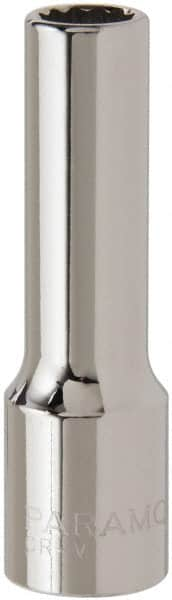 Paramount - 1/2" Drive, Deep Hand Socket - 12 Points, 3-3/32" OAL, Steel, Chrome Finish - Strong Tooling