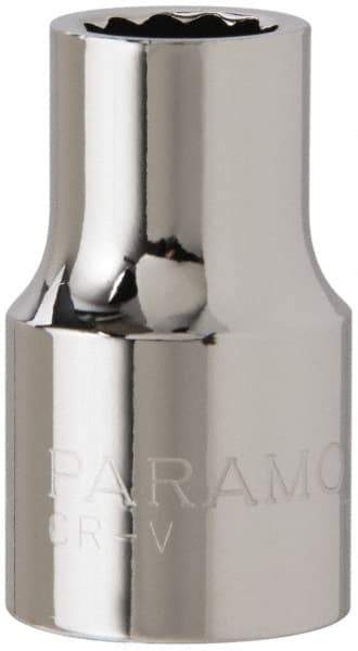 Paramount - 1/2" Drive, Standard Hand Socket - 12 Points, 1-1/2" OAL, Steel, Chrome Finish - Strong Tooling