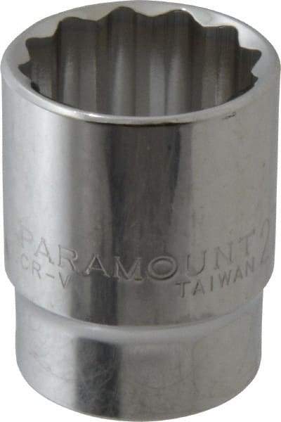 Paramount - 1/2" Drive, Standard Hand Socket - 12 Points, 1-1/2" OAL, Steel, Chrome Finish - Strong Tooling