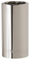 Paramount - 1-1/8", 1/2" Drive, Deep Hand Socket - 12 Points, 3-3/32" OAL, Steel, Chrome Finish - Strong Tooling