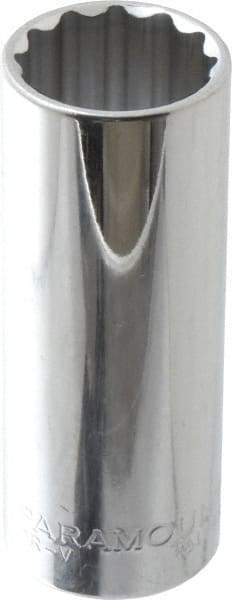 Paramount - 7/8", 1/2" Drive, Deep Hand Socket - 12 Points, 3-3/32" OAL, Steel, Chrome Finish - Strong Tooling