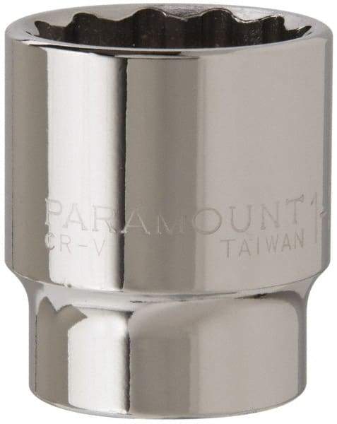 Paramount - 1-3/16", 1/2" Drive, Standard Hand Socket - 12 Points, 1-1/2" OAL, Steel, Chrome Finish - Strong Tooling