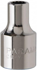 Paramount - 1/4", 3/8" Drive, Standard Hand Socket - 12 Points, 1-3/16" OAL, Steel, Chrome Finish - Strong Tooling