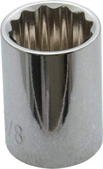 Paramount - 5/8", 3/8" Drive, Standard Hand Socket - 12 Points, 1-3/16" OAL, Steel, Chrome Finish - Strong Tooling