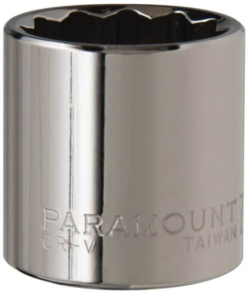 Paramount - 7/8", 3/8" Drive, Standard Hand Socket - 12 Points, 1-3/16" OAL, Steel, Chrome Finish - Strong Tooling