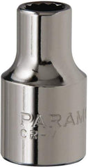 Paramount - 3/8" Drive, Standard Hand Socket - 12 Points, 1-3/16" OAL, Steel, Chrome Finish - Strong Tooling