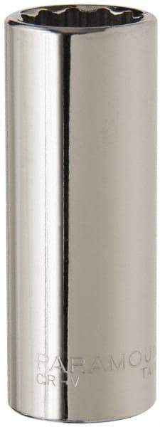 Paramount - 3/8" Drive, Deep Hand Socket - 12 Points, 2-1/2" OAL, Steel, Chrome Finish - Strong Tooling