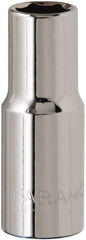 Paramount - 3/8", 3/8" Drive, Deep Hand Socket - 6 Points, 1-15/16" OAL, Steel, Chrome Finish - Strong Tooling