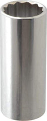 Paramount - 3/8" Drive, Deep Hand Socket - 12 Points, 2-1/2" OAL, Steel, Chrome Finish - Strong Tooling