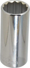 Paramount - 1/2" Drive, Deep Hand Socket - 12 Points, 3-3/32" OAL, Steel, Chrome Finish - Strong Tooling