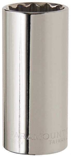 Paramount - 1/2" Drive, Deep Hand Socket - 12 Points, 3-3/32" OAL, Steel, Chrome Finish - Strong Tooling