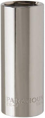 Paramount - 3/8" Drive, Deep Hand Socket - 6 Points, 2-1/2" OAL, Steel, Chrome Finish - Strong Tooling