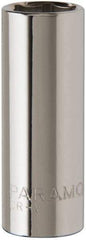 Paramount - 3/8" Drive, Deep Hand Socket - 6 Points, 1-15/16" OAL, Steel, Chrome Finish - Strong Tooling