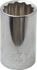 Paramount - 3/8" Drive, Standard Hand Socket - 12 Points, 1-3/16" OAL, Steel, Chrome Finish - Strong Tooling