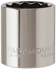 Paramount - 3/8" Drive, Standard Hand Socket - 12 Points, 1-3/16" OAL, Steel, Chrome Finish - Strong Tooling