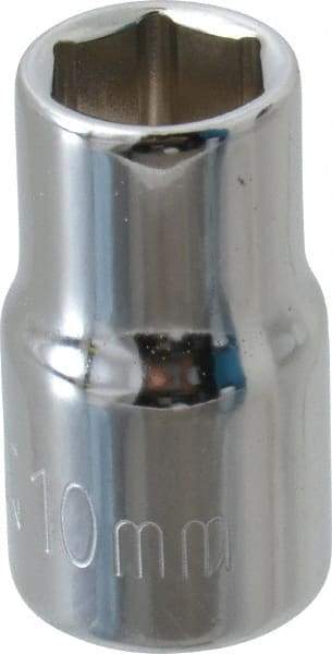 Paramount - 3/8" Drive, Standard Hand Socket - 6 Points, 1-3/16" OAL, Steel, Chrome Finish - Strong Tooling