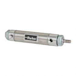 Parker - 2" Stroke x 1-1/16" Bore Double Acting Air Cylinder - 1/8 Port, 5/16-24 Rod Thread, 250 Max psi, 14 to 140°F - Strong Tooling