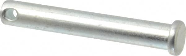 Made in USA - 3/8" Pin Diam, 2-1/2" OAL, Standard Clevis Pin - 5/32" Hole, 2-11/32" Usable Length, Zinc-Plated Steel - Strong Tooling