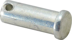 Made in USA - 1/2" Pin Diam, 1-1/4" OAL, Standard Clevis Pin - 5/32" Hole, 1-3/32" Usable Length, Zinc-Plated Steel - Strong Tooling