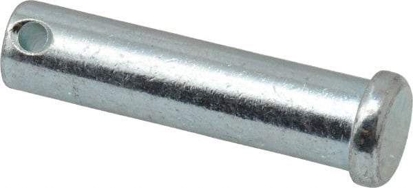 Made in USA - 1/2" Pin Diam, 2" OAL, Standard Clevis Pin - 5/32" Hole, 1-27/32" Usable Length, Zinc-Plated Steel - Strong Tooling