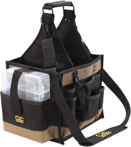 CLC - 23 Pocket Black & Brown Polyester Tool Bag - 11" Wide x 10" Deep x 19" High - Strong Tooling