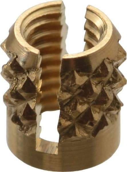 E-Z LOK - M3x0.50 Metric Coarse Brass Flush Press Fit Threaded Insert for Plastic - 3/16" OAL, 0.166" Insert Diam, 5/32" Hole Diam, 5/32" Drill - Strong Tooling