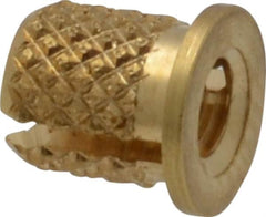 E-Z LOK - #6-32 UNC Brass Flanged Press Fit Threaded Insert for Plastic - 1/4" OAL, 0.199" Insert Diam, 3/16" Hole Diam, 3/16" Drill - Strong Tooling