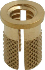 E-Z LOK - 1/4-20 UNC Brass Flanged Press Fit Threaded Insert for Plastic - 1/2" OAL, 0.326" Insert Diam, 5/16" Hole Diam, 5/16" Drill - Strong Tooling