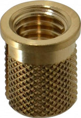 E-Z LOK - 5/16-18 UNC Brass Flanged Press Fit Threaded Insert for Plastic - 9/16" OAL, 0.389" Insert Diam, 0.357" Hole Diam, 3/8" Drill - Strong Tooling