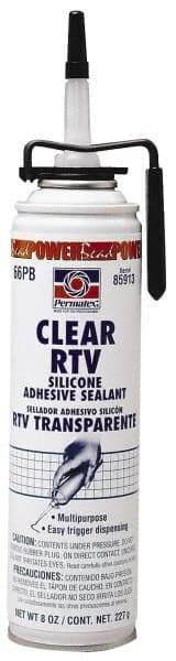 Permatex - 7.25 oz Can Clear RTV Silicone Joint Sealant - -75 to 400°F Operating Temp, 24 hr Full Cure Time - Strong Tooling