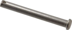 Made in USA - 1/4" Pin Diam, 2-1/4" OAL, Standard Clevis Pin - 3/32" Hole, 2-5/32" Usable Length, Uncoated Stainless Steel - Strong Tooling