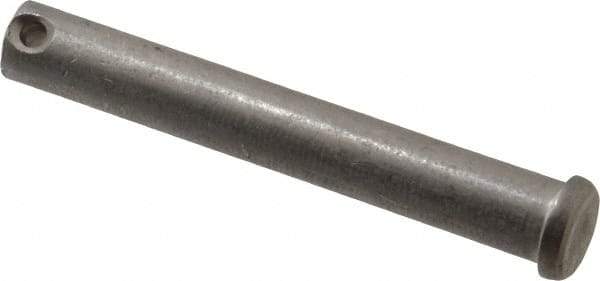 Made in USA - 1/2" Pin Diam, 3-1/2" OAL, Standard Clevis Pin - 5/32" Hole, 3-11/32" Usable Length, Uncoated Stainless Steel - Strong Tooling